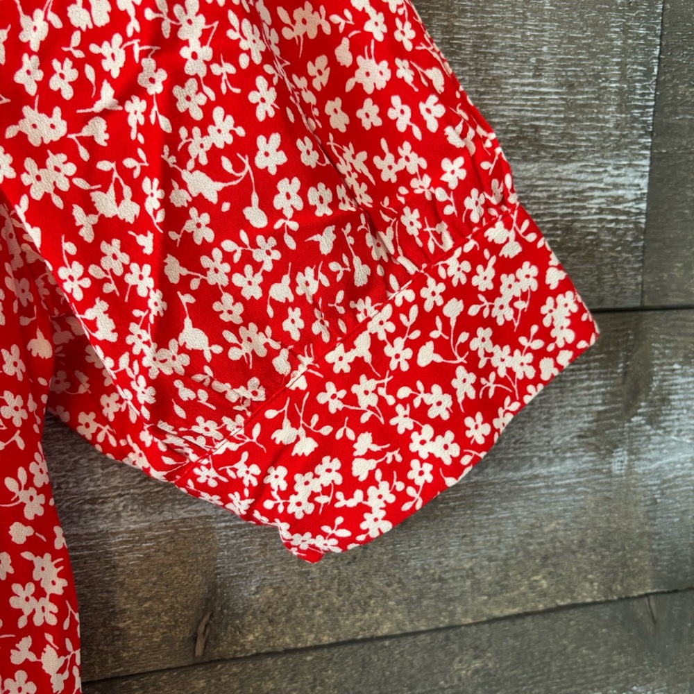 J. Crew Red Floral Peasant Top - Picture 3 of 8